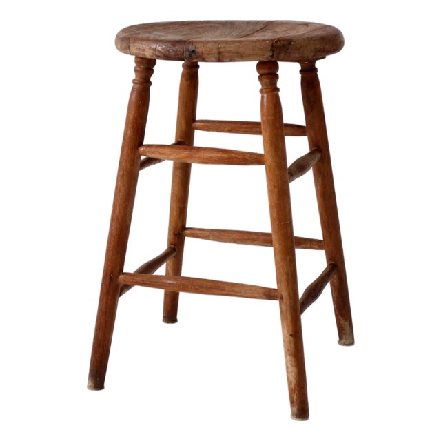 Antique Primitive Farmhouse Stool For Sale