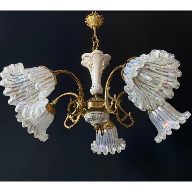 Vintage Ceramic and Glass Chandelier, 1960s For Sale - Image 17 of 18