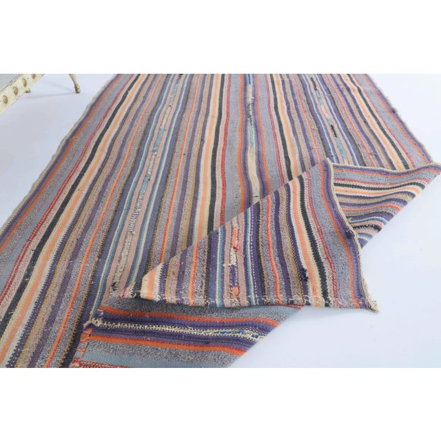 Vintage Turkish Hand-Knotted Wool Cotton Purple Kilim Area Rug For Sale - Image 4 of 11