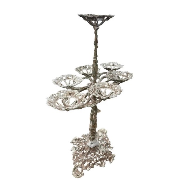 Vintage French Style Multi-Tier Cast Iron Plant Stand or Epergne For Sale In West Palm - Image 6 of 12