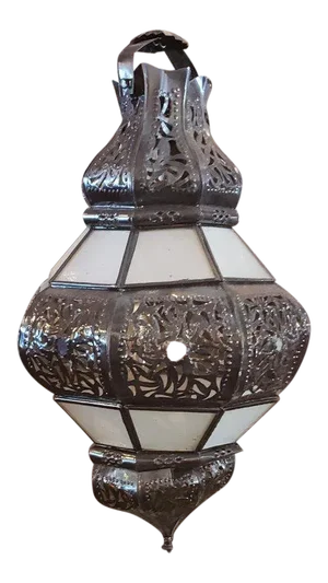 Moroccan Metal and White Frosted Glass Bok Style Lantern