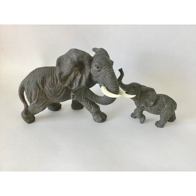 Gray 1990s Ceramic Elephant Figurines - Set of 2 For Sale - Image 8 of 9