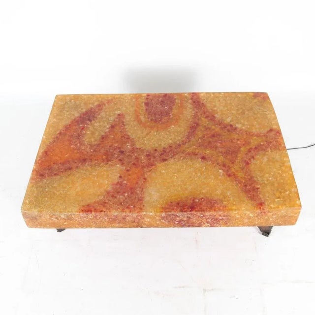Mid-Century Modern Fractal Resin and Patinated Iron Coffee Table, 1970 For Sale - Image 3 of 8