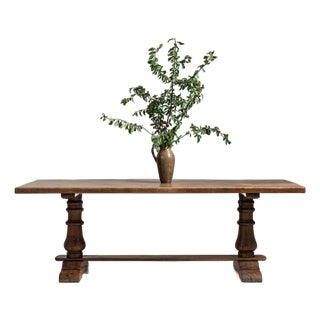 1970s French Brown Oak Refectory Table For Sale