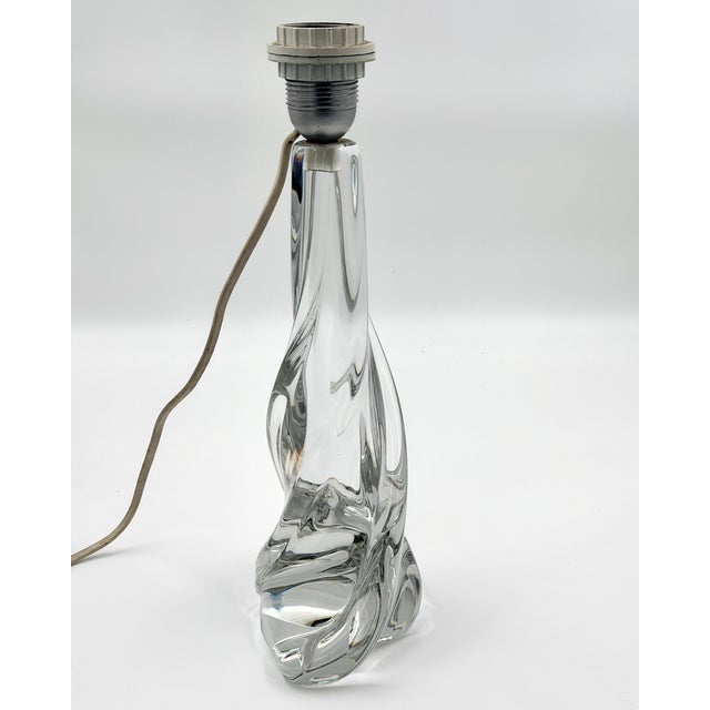 Vintage French Crystal Glass Table Lamp from Cristallerie de Lorraine, 1960s For Sale - Image 4 of 7