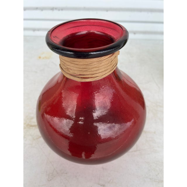 Vintage Red Balloon Glass Jug ,Vase For Sale - Image 4 of 6