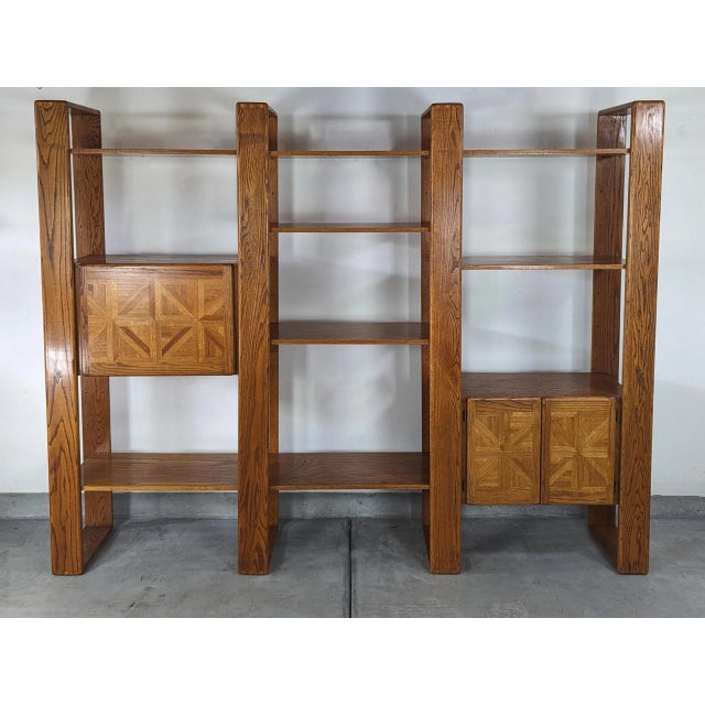 1970s Cerused Oak Modular Wall Unit Shelving or Room Divider by Lou Hodges for California Design Group For Sale In San Diego - Image 6 of 8
