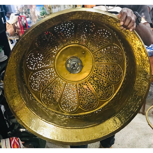 1960s Morrocan Brass Chandelier and Planter - 2 Piece Set 52'' For Sale - Image 10 of 13
