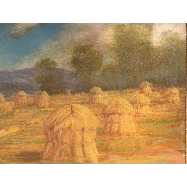 1920s Antique Early 1900s American Pastel Agrarian Landscape Drawing For Sale - Image 5 of 9