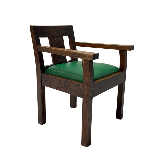 Art Deco Modernist Desk and Armchair in Oak, 1920s, Set of 2 For Sale - Image 15 of 18