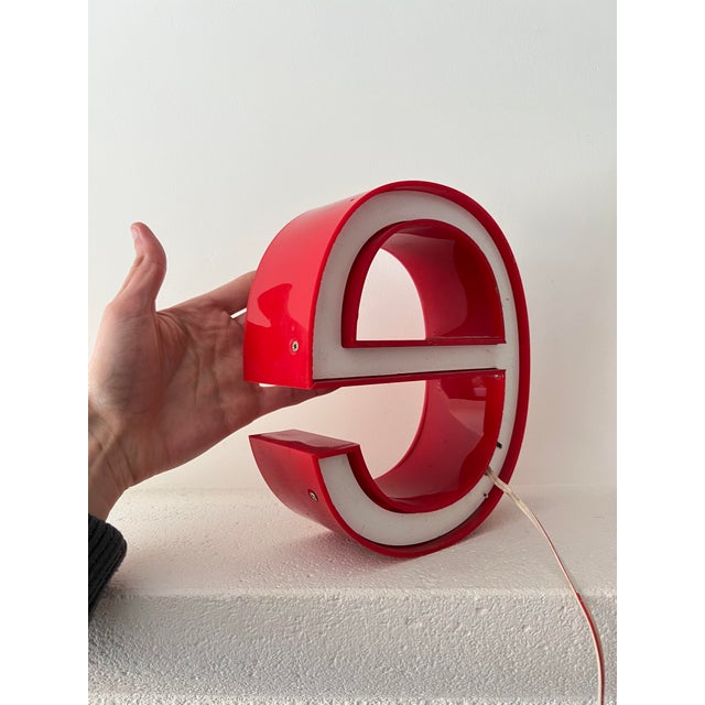 Illuminated Letter E from Vintage White Sign, 1970s For Sale - Image 4 of 8