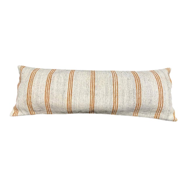 Turkish Hemp Pillow Cushion Natural Beige Brown Cushion Cover 14"x40" For Sale