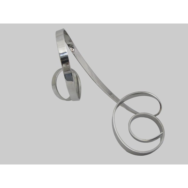 David Elijah Herschler Chrome Freestanding Ribbon Twist Modern Art Sculpture For Sale - Image 11 of 17
