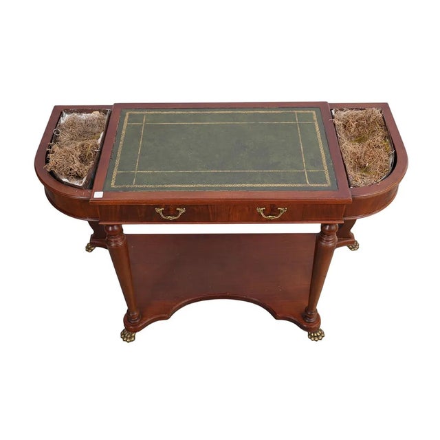 Early 20th Century Mahogany Console Writing Desk With Copper Planter Liners For Sale In West Palm - Image 6 of 6