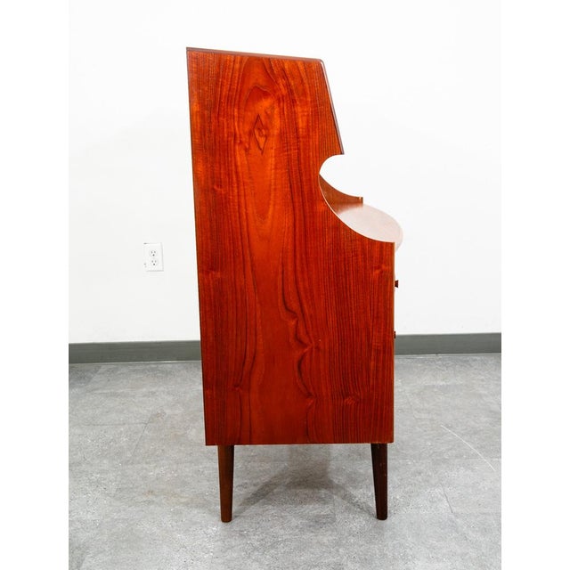Mid-Century Modern Mid Century Danish Modern Secretary Desk Teak Drawers Office Vintage Glass Door For Sale - Image 3 of 12