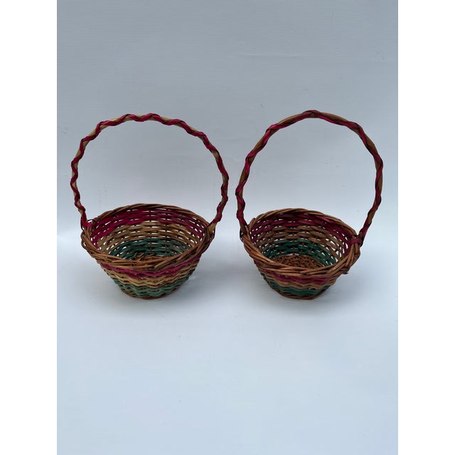 Small Vintage Wood Easter Baskets a Pair For Sale - Image 4 of 8