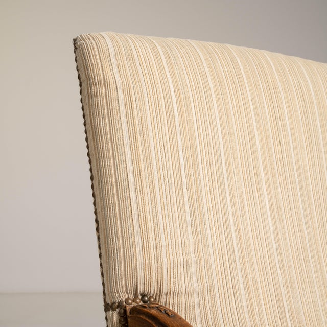 Cream Louis XV Oak Throne Chair, Rococo Style, France, 19th Century For Sale - Image 8 of 13
