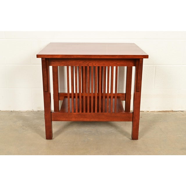 Early 21st Century Stickley Mission Arts & Crafts Cherry Wood Spindle Side Table For Sale - Image 5 of 12