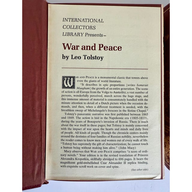 Mid 20th Century Vintage International Collectors Library Tolstoy Book Set – Anna Karenina & War and Peace in Red Leather For Sale - Image 5 of 12