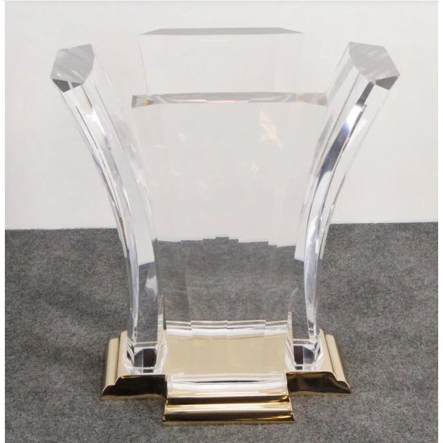 Hollywood Regency 1970s Attributed to Jeffery Bigelow Acrylic and Bronze Dining Table Base With Starphire Etched Glass Top Included For Sale - Image 3 of 9