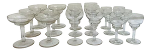 Art Deco Glasses in Pressed Glass, France, 1920s, Set of 18