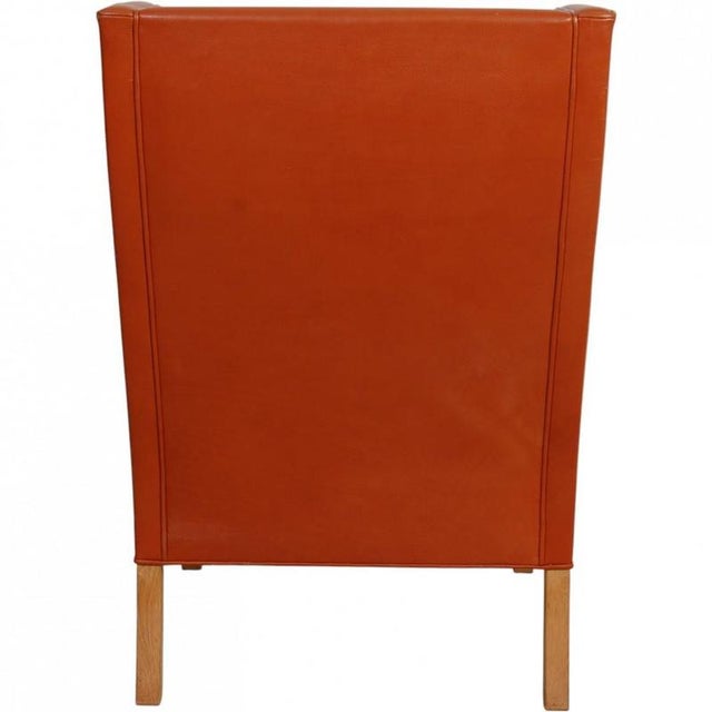 2204 Wingchair in Cognac Leather by Børge Mogensen, 1980s For Sale - Image 12 of 18