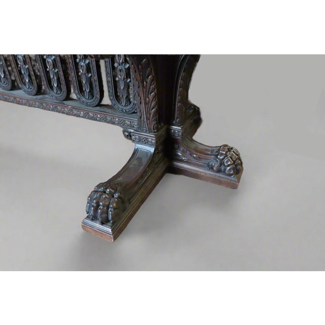 Wood Grand 1920s Louis Rorimer Oak Library Table in Jacobean Style For Sale - Image 7 of 12