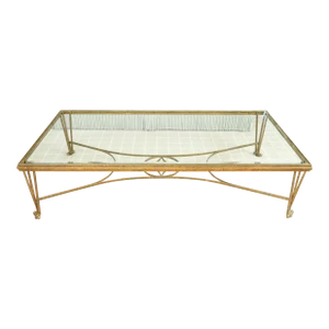 Mid-20th Century Italian Gilt Iron Coffee Table With Glass Top