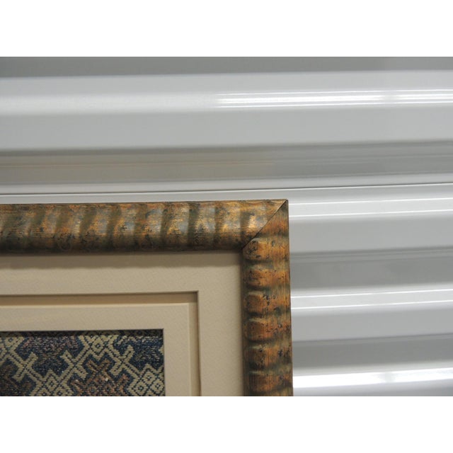 Vintage Framed Asian Woven Textile Fragment Antique Textile from Antique Textiles Galleries Home Collection. Wood gold...