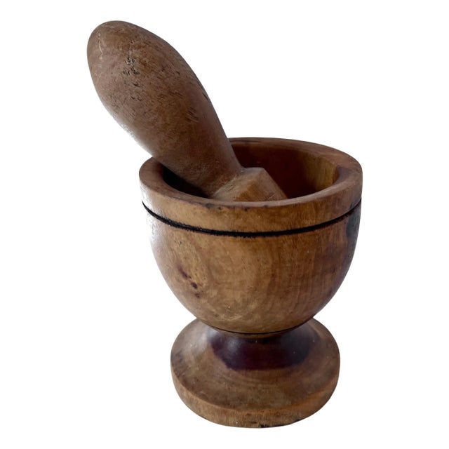 Hand Crafted Wooden Mortar and Pestle For Sale