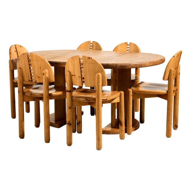 Pine Dining Set by Rainer Daumiller for Hirtshals Savvaerk, Set of 7 For Sale