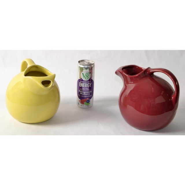 Ceramic 1940 Art Deco Hall California Yellow Art Deco Ball Glazed Pottery Stoneware Pitcher For Sale - Image 7 of 15