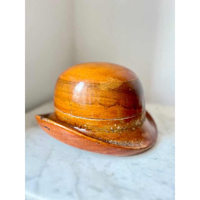 Antique Wooden Bowler Hat Block Mold, Early 20th Century For Sale - Image 10 of 10