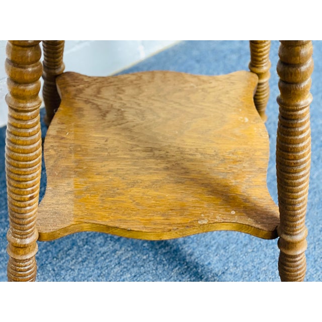 Brown 1940s Square Two-Tier Bobbin Leg Parlor Table For Sale - Image 8 of 11