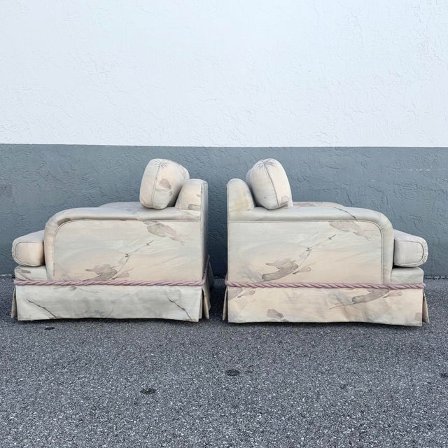 Postmodern Pink and Blue Ropped and Skirted Lounge Chairs - A Pair For Sale In West Palm - Image 6 of 11