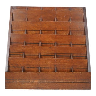Antique Sloped Oak Letter Retail Display Rack For Sale