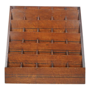 Antique Sloped Oak Letter Retail Display Rack