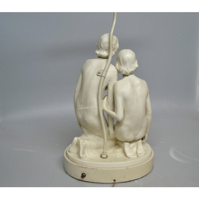 Sculpture Materials American Mid-Century Modern Plaster Table Lamp Sculpted Two Nude Female, Marked For Sale - Image 7 of 13