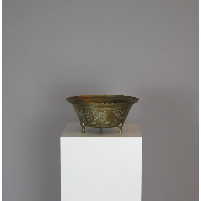 Large Antique Etched Brass Bowl with dragon Detail. China, circa early 20th century.