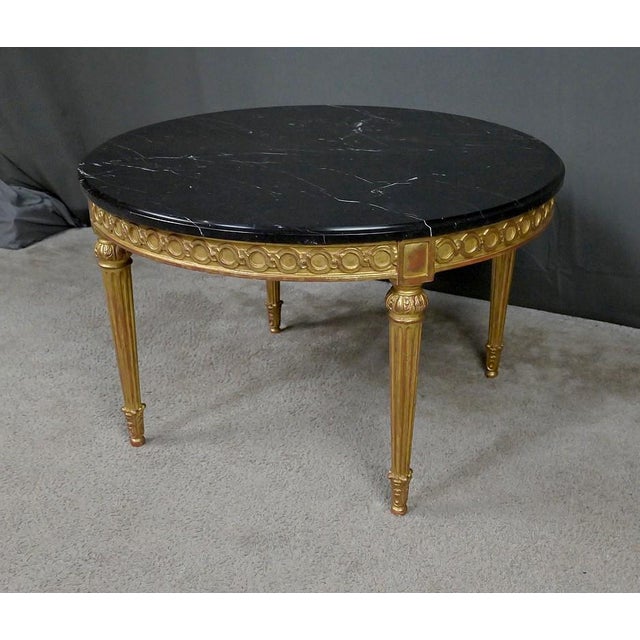 Wood Mid-Century Louis XVI Style Marble and Giltwood Coffee Table For Sale - Image 7 of 16