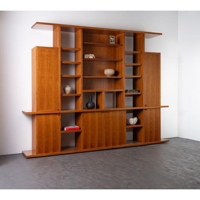 Postmodern Vintage Italian Modern Walnut Bookcase, 1960s For Sale - Image 3 of 12
