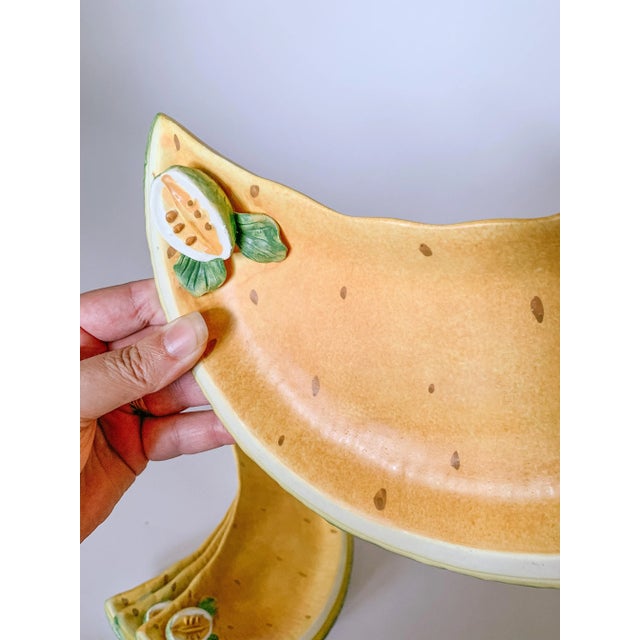 Vintage Italian Ceramic Melon Luncheon Plates, Hand Painted, Set of 4 For Sale - Image 13 of 13