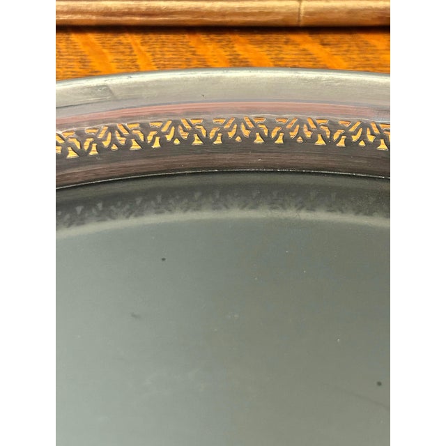 1960s Vintage 1960’s Crescent Silverplate & Micarta 15” Round Footed Gallery Bar Tray For Sale - Image 5 of 8