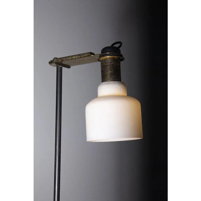 Vintage Italian Brass and Opal Glass Floor Lamp from Oluce, 1950 For Sale - Image 9 of 12