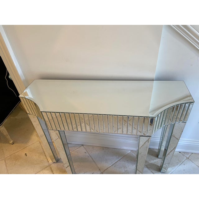 Uttermost Beveled Mirror Channel Front Console Table | Chairish