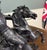 Metal Antique French Pair of Patinated Spelter Sculptures Knights on Horseback For Sale - Image 7 of 16