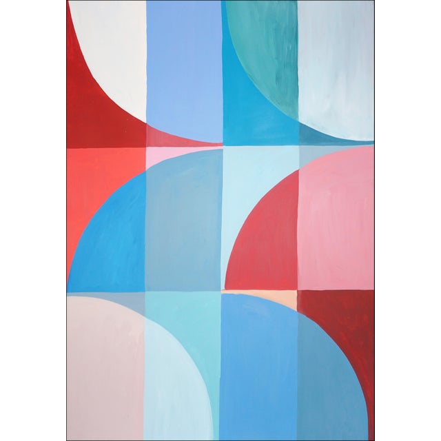 Bauhaus 2026, Bauhaus Geometry, Large Diptych, Nautical Day Trip, Acrylic Paint on Watercolor Paper by Natalia Roman For Sale - Image 3 of 9