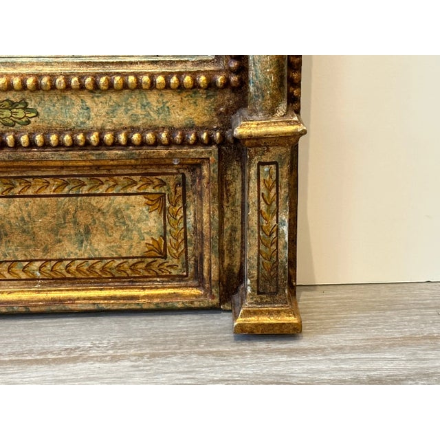 Italian Neoclassical Style Hand Painted Mirror With Aged Glass For Sale - Image 10 of 13