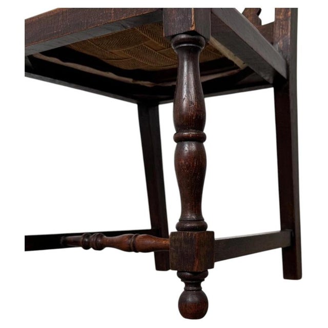 Wood Antique 20th Century Barley Twist Oak Dining Chairs, Set of 4 For Sale - Image 7 of 8