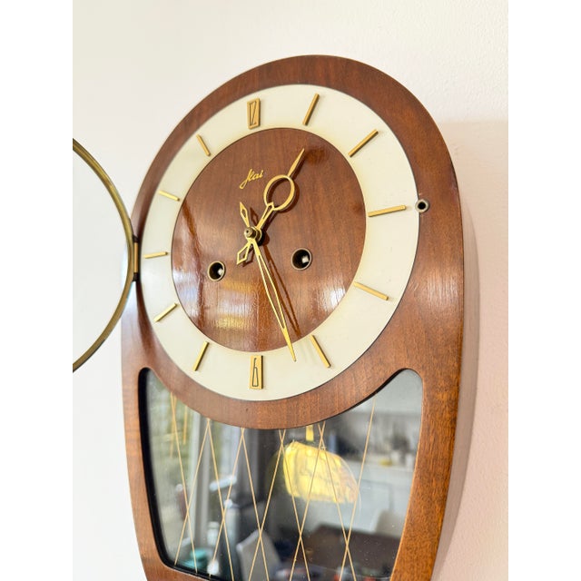 Mid-Century Modern Wall Clock with Hermle Movement from Haid, 1950s For Sale - Image 11 of 15